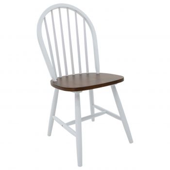 Scaun Chair, Pakoworld, 44x42.5x93 cm, lemn de cauciuc, maro/alb