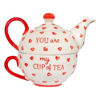 Set pentru ceai roșu/alb din ceramică You are My Cup of Tea – Sass & Belle